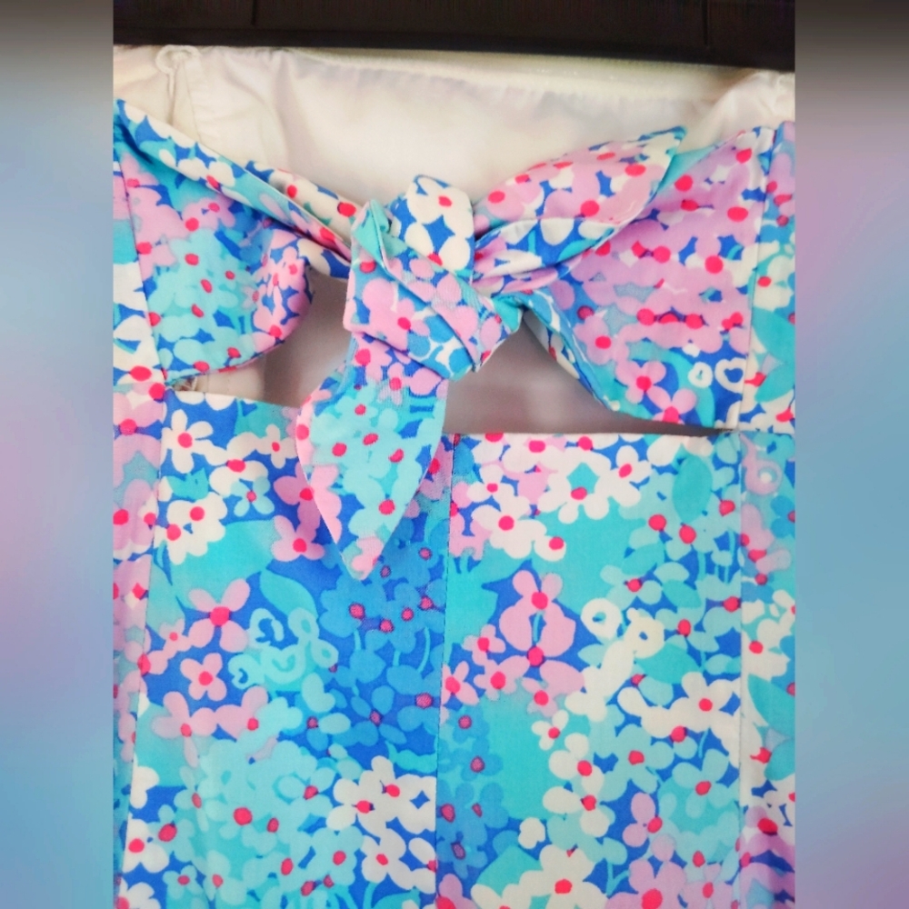 Lilly Pulitzer vintage Strapless Light Blue Floral Sheath Dress Women’s - Picture 7 of 9